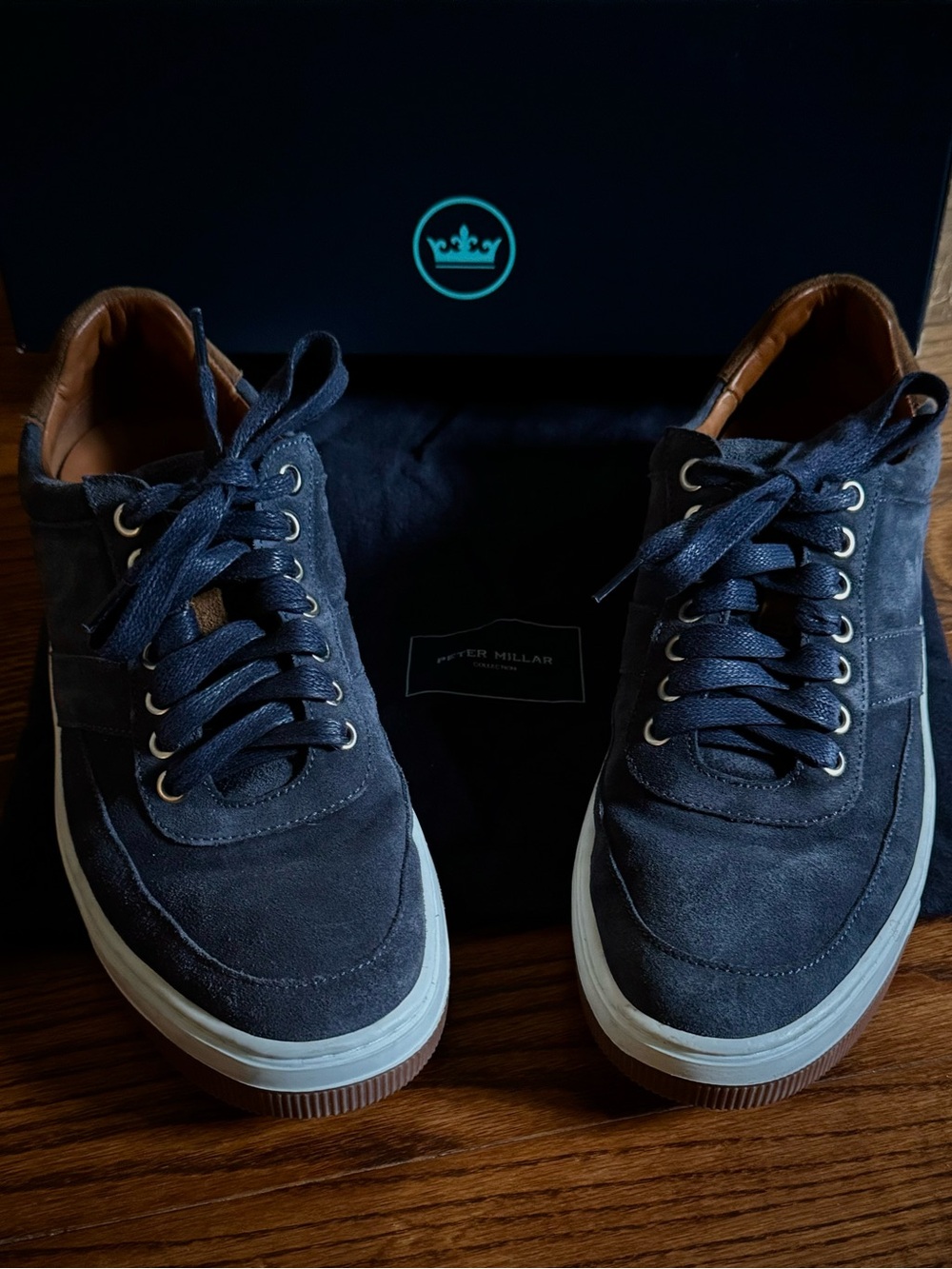 Peter Millar Men's Navy Suede Casual Sneakers
